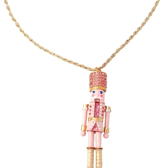 🔹️Betsey Johnson 🔹️pink Nutcracker Holiday Christmas Necklace - Picture 4 of 4